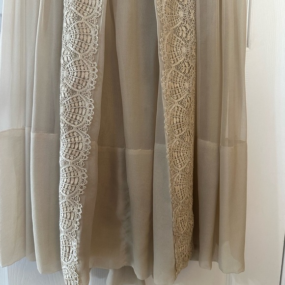 VTG Tulle and Lace Beige Midi Dress With Slip Size 4 - Picture 11 of 13